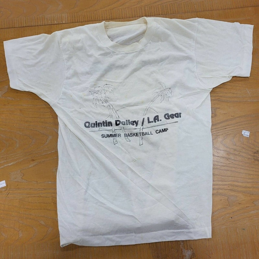 Vintage 80s Quintin Dailey L.A. LA Gear Basketball Single Stitch T Shirt L Large